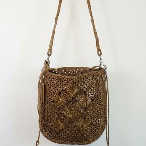Elegant Tan Woven Crossbody Bag